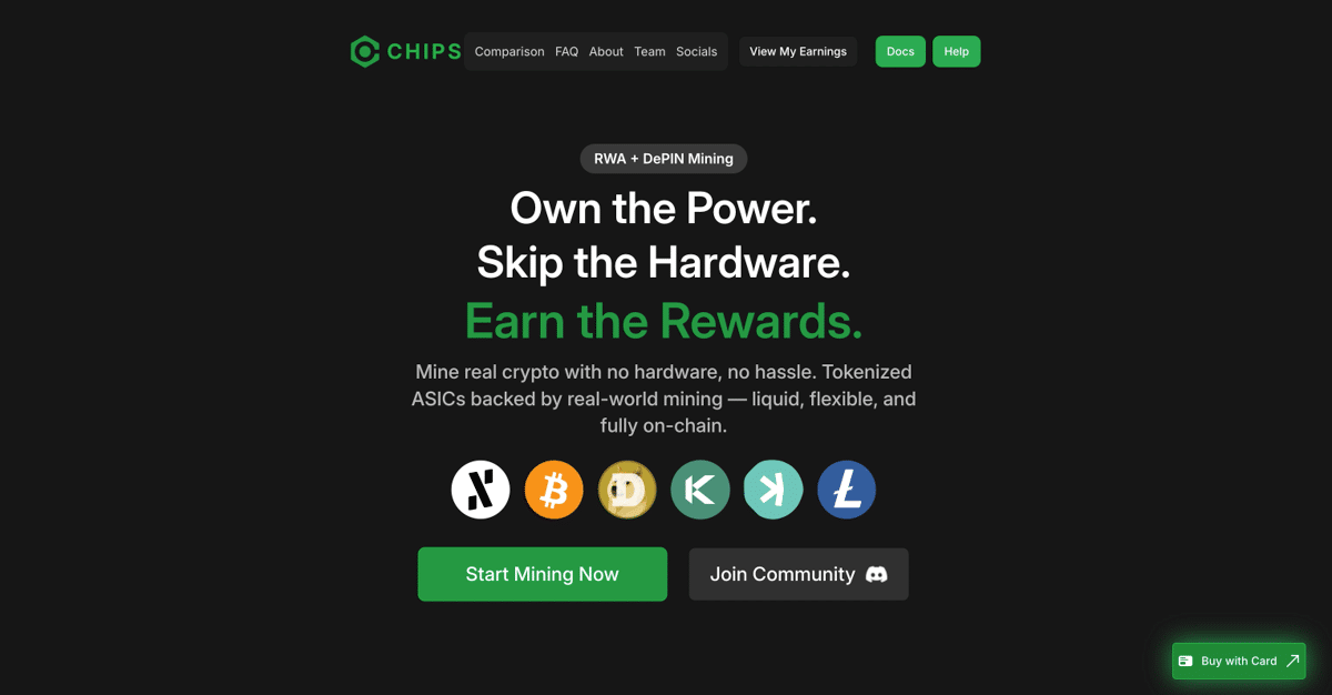 Chips Finance Start Mining Crypto with No ASICs rig