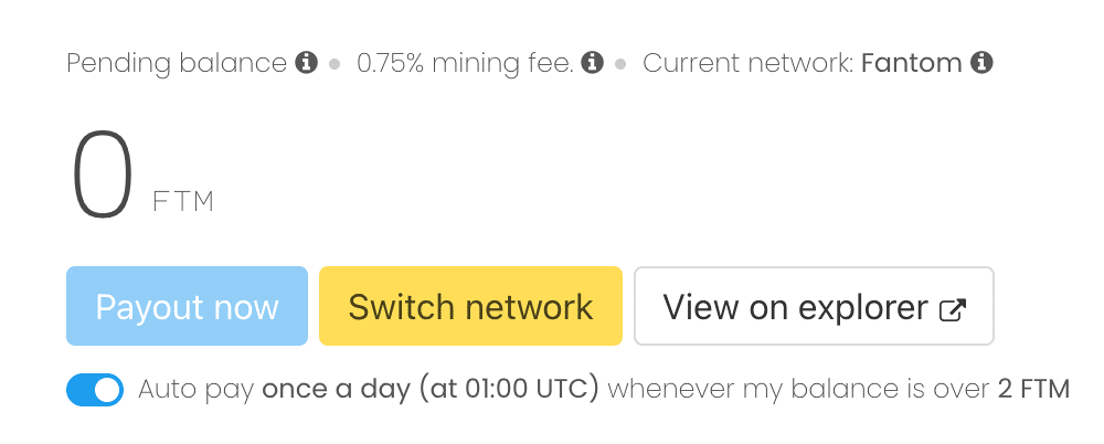 Fantom FTM Mining Status on unMineable