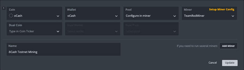 ōCash Flightsheet Mining Configuration Overline X HiveOS Extremehash