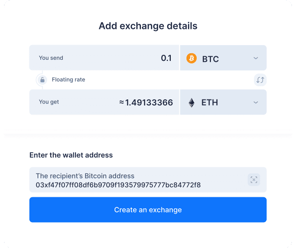 SimpleSwap How To Exchange Crypto Step 2