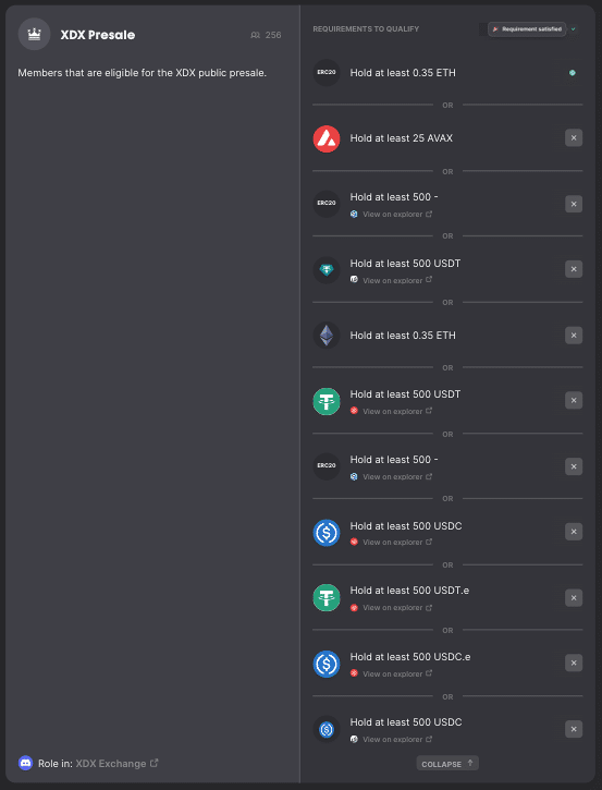 XDX Exchange Presale Requirement